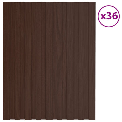 vidaXL Roof Panel 36 pcs Brown 60 x 45 cm Galvanised steel