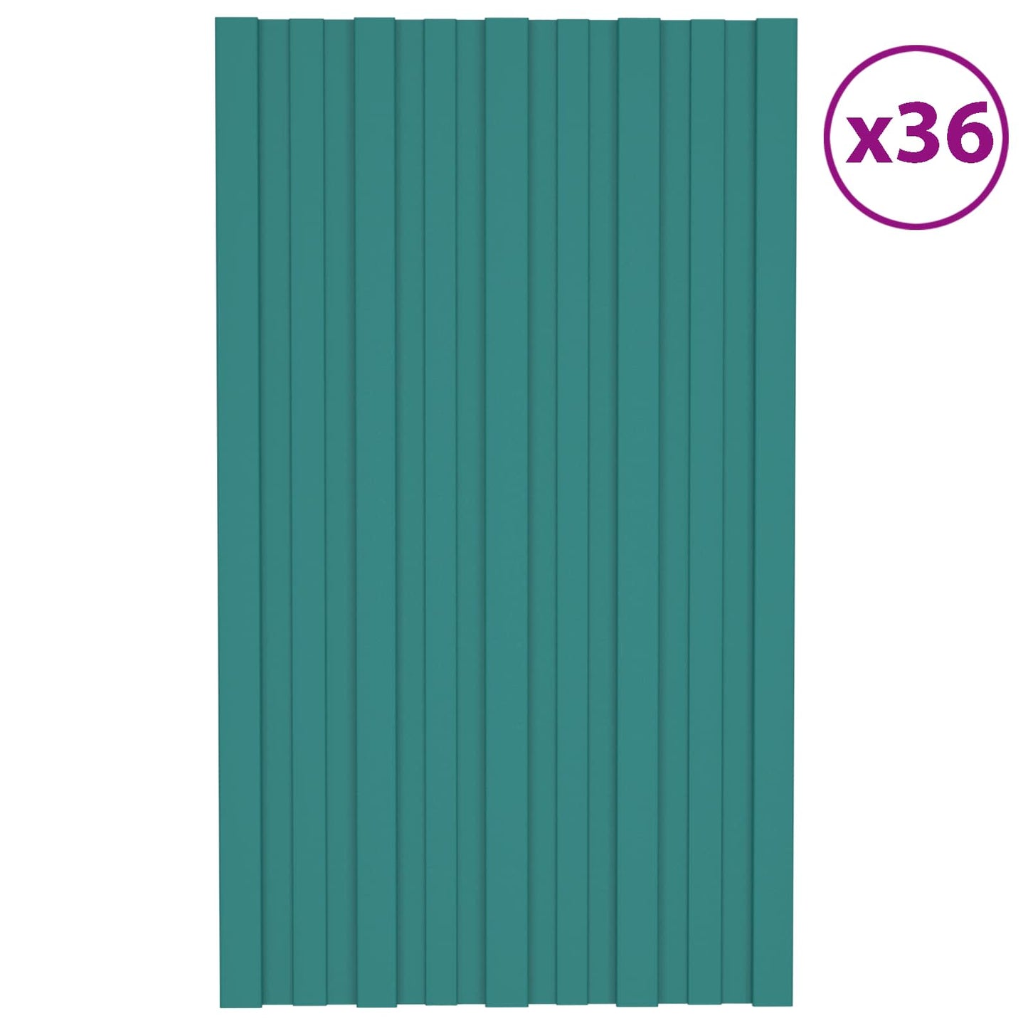 vidaXL Roof Panel 36 pcs Green 80 x 45 cm Galvanised steel