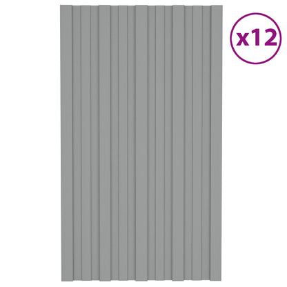 vidaXL Roof Panel 12 pcs Grey 80 x 45 cm Galvanised steel