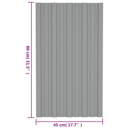vidaXL Roof Panel 36 pcs Grey 80 x 45 cm Galvanised steel