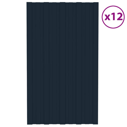 vidaXL Roof Panel 12 pcs Anthracite 80 x 45 cm Galvanised steel