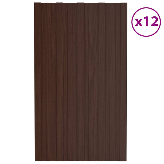 vidaXL Roof Panel 12 pcs Brown 80 x 45 cm Galvanised steel