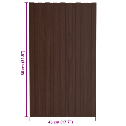 vidaXL Roof Panel 36 pcs Brown 80 x 45 cm Galvanised steel