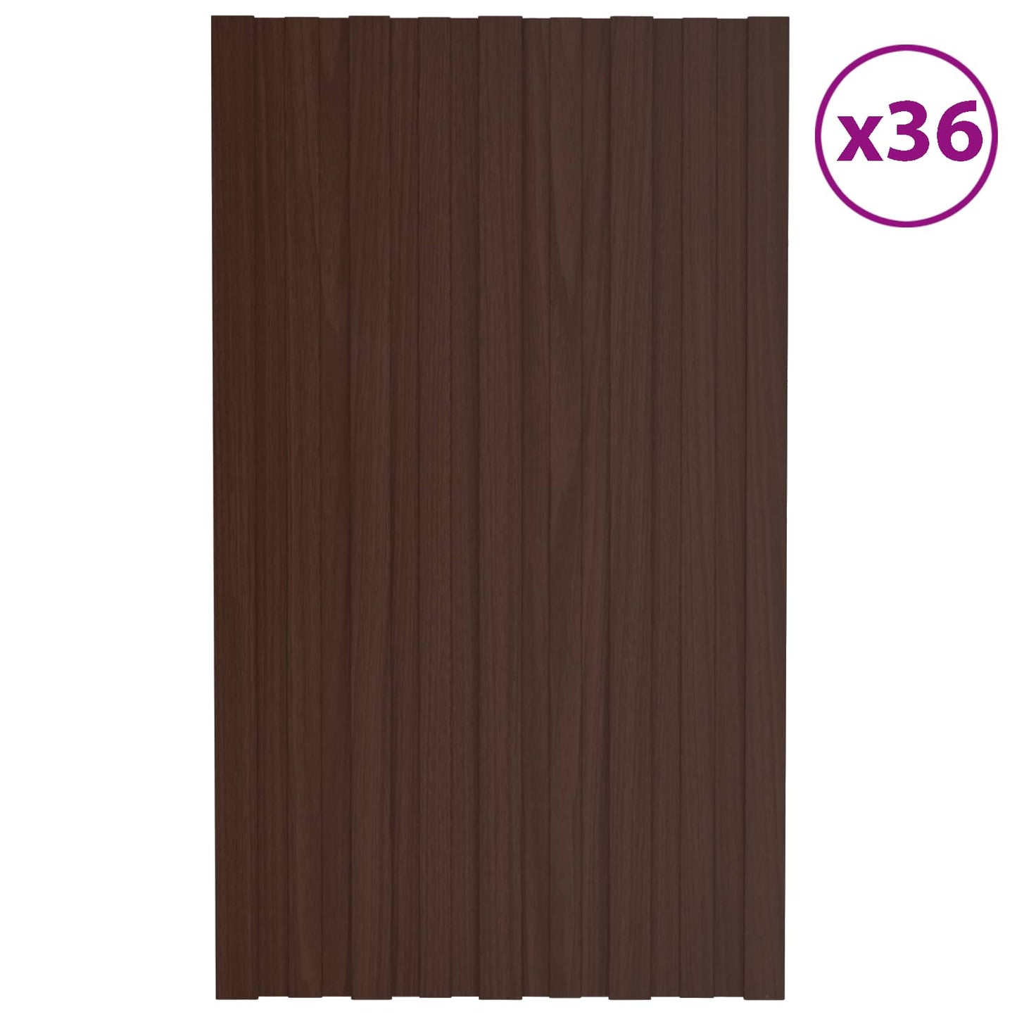 vidaXL Roof Panel 36 pcs Brown 80 x 45 cm Galvanised steel