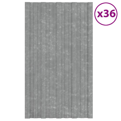 vidaXL Roof Panel 36 pcs Silver 80 x 45 cm Galvanised steel