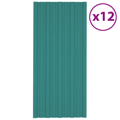 vidaXL Roof Panel 12 pcs Green 100 x 45 cm Galvanised steel