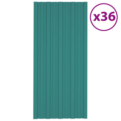 vidaXL Roof Panel 36 pcs Green 100 x 45 cm Galvanised steel