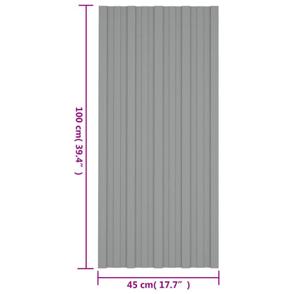 vidaXL Roof Panel 12 pcs Grey 100 x 45 cm Galvanised steel