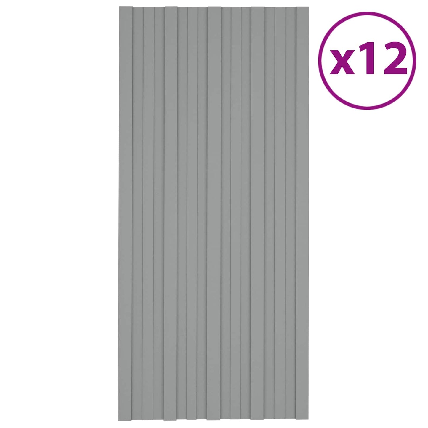 vidaXL Roof Panel 12 pcs Grey 100 x 45 cm Galvanised steel