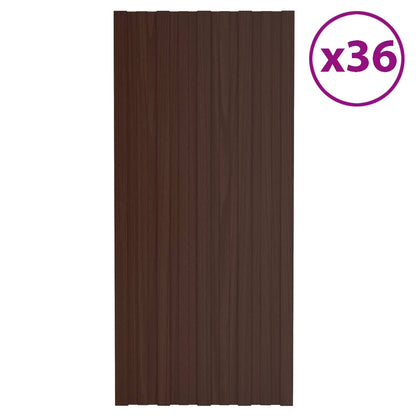 vidaXL Roof Panel 36 pcs Brown 100 x 45 cm Galvanised steel