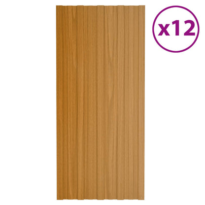 vidaXL Roof Panel 12 pcs Natural 100 x 45 cm Galvanised steel