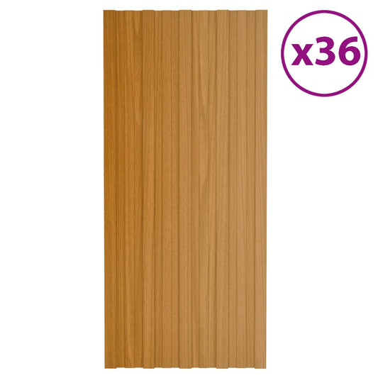 vidaXL Roof Panel 36 pcs Natural 100 x 45 cm Galvanised steel