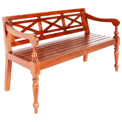 337079 vidaXL Batavia Bench 123 cm Solid Mahogany Wood Dark Brown