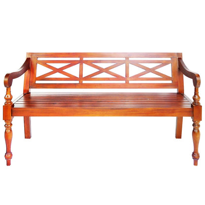 vidaXL Batavia Bench 123 cm Solid Mahogany Wood Dark Brown