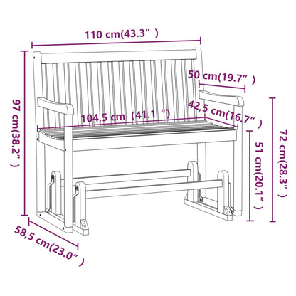 vidaXL Swing Bench | Brown | Solid acacia wood | 110 cm | Swing Bench
