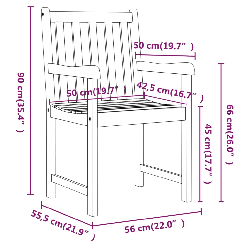 vidaXL Garden Chairs 2 pcs Solid Acacia Wood
