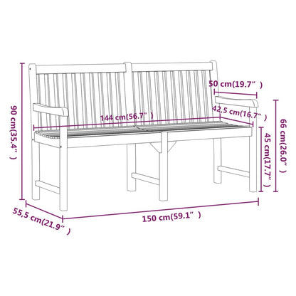 vidaXL Garden benches 1-Seater 150 x 55.5 x 90 cm Solid Acacia Wood