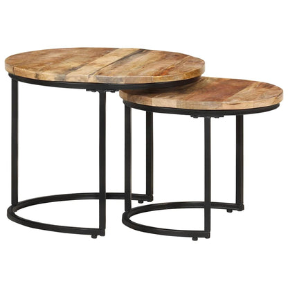 337999 vidaXL Nesting Tables 2 pcs Rough Mango Wood