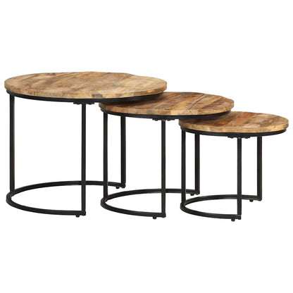 338002 vidaXL Nesting Tables 3 pcs Rough Mango Wood