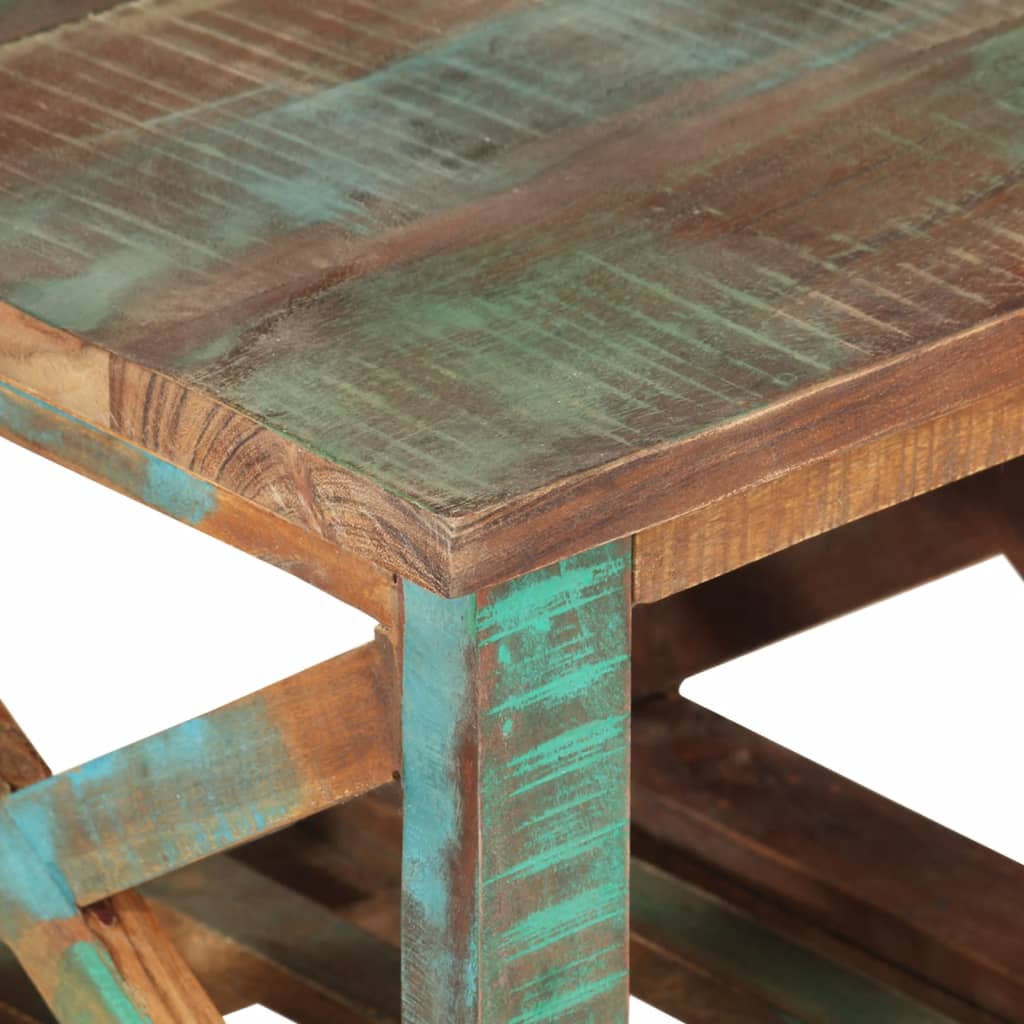 vidaXL Side Table with Wheels 40x40x42 cm Solid Wood Reclaimed