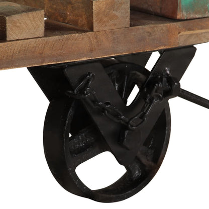 vidaXL Side Table with Wheels 40x40x42 cm Solid Wood Reclaimed