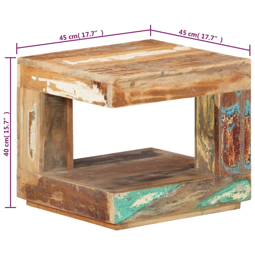 vidaXL Coffee Table 45x45x40 cm Solid Wood Reclaimed