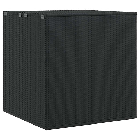 vidaXL Garden Cushion Box PE Rattan 100x97.5x104 cm Black