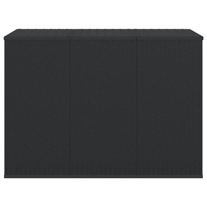 vidaXL Garden Cushion Box PE Rattan 145x100x103 cm Black