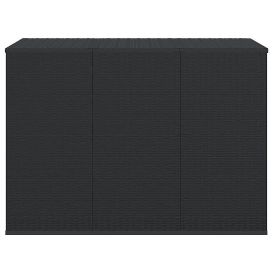 vidaXL Garden Cushion Box PE Rattan 145x100x103 cm Black