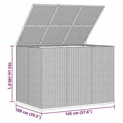 vidaXL Garden Cushion Box PE Rattan 145x100x103 cm Brown