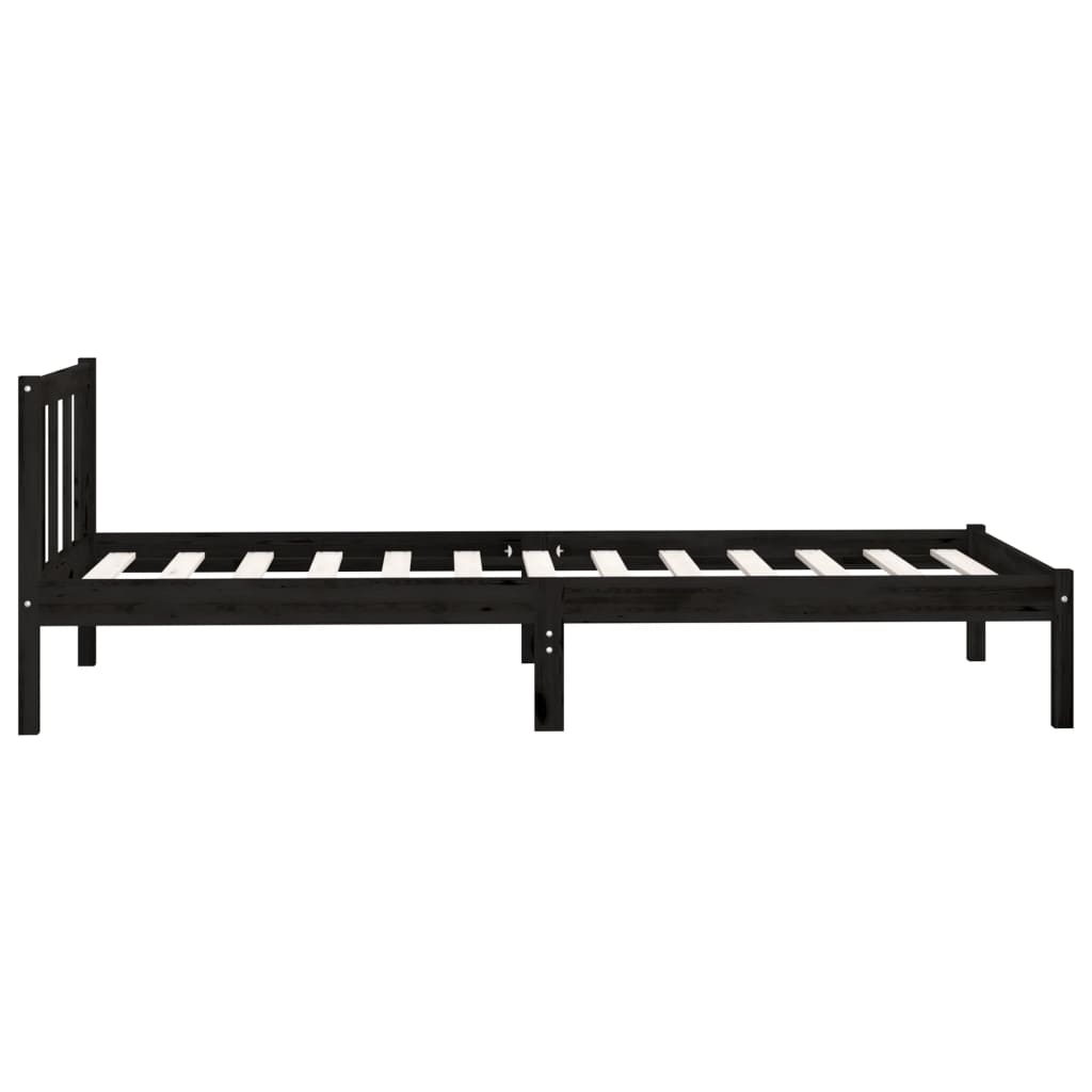 vidaXL Bed Frame without Mattress Black Solid Wood Small Single