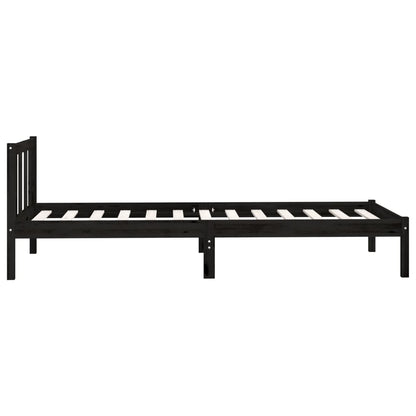 vidaXL Bed Frame without Mattress Black Solid Wood Small Single