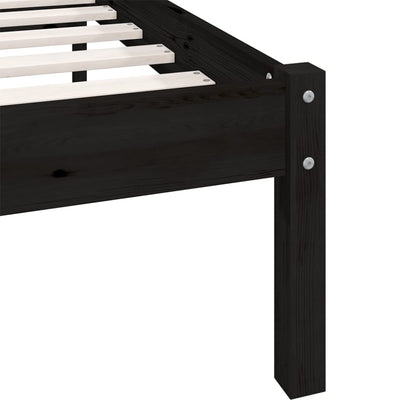 vidaXL Bed Frame without Mattress Black Solid Wood Small Single