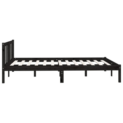 vidaXL Bed Frame without Mattress Black Solid Wood Double