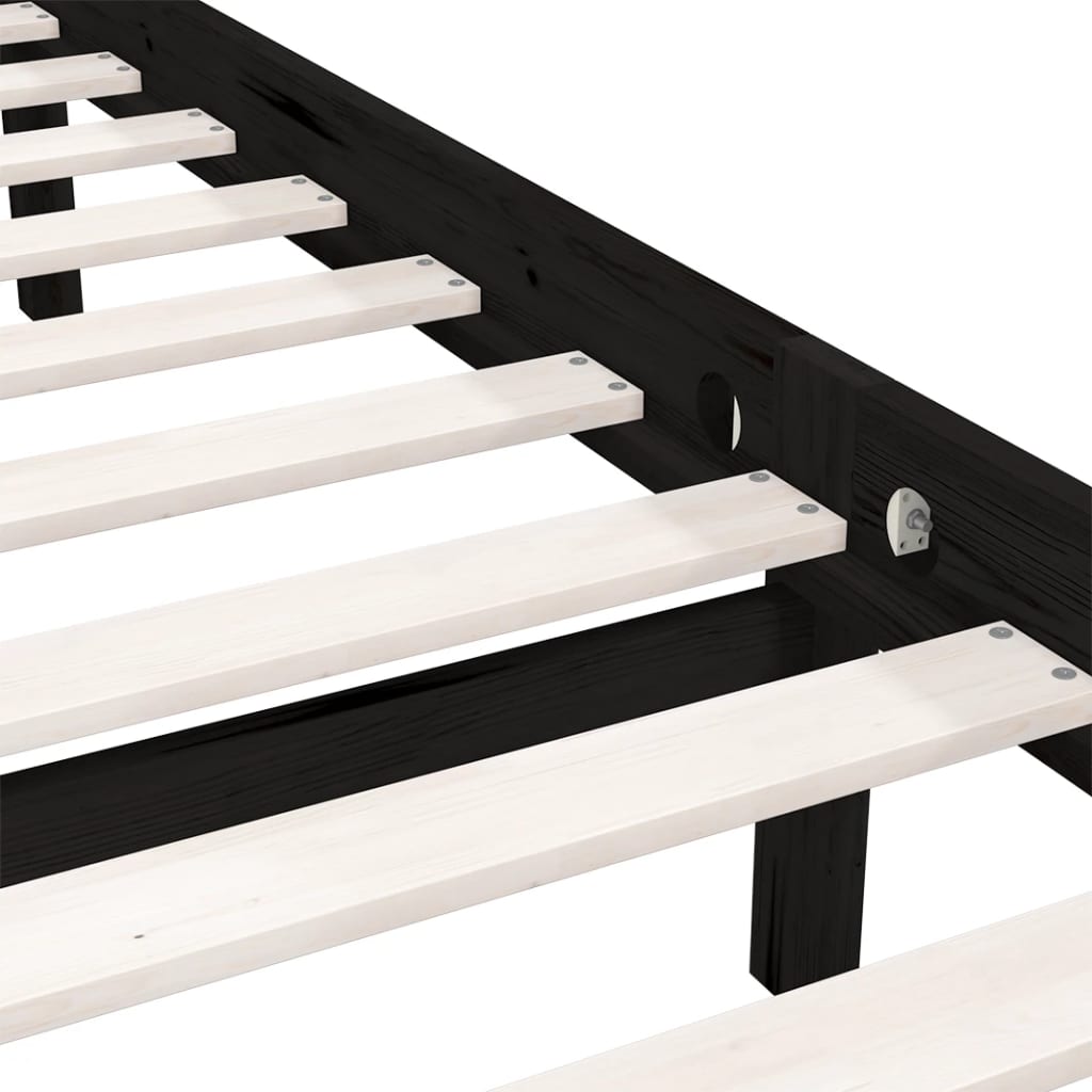 vidaXL Bed Frame without Mattress Black Solid Wood Double