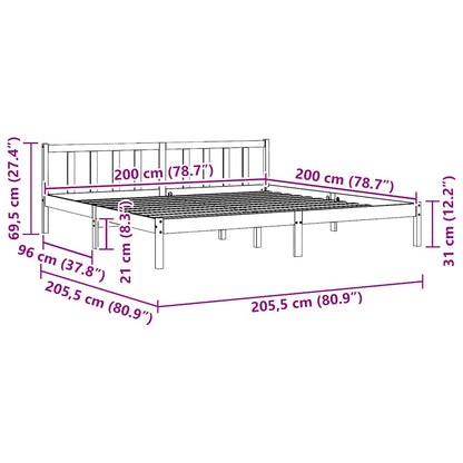 810106 vidaXL Bed Frame without Mattress Black Solid Wood 200x200 cm