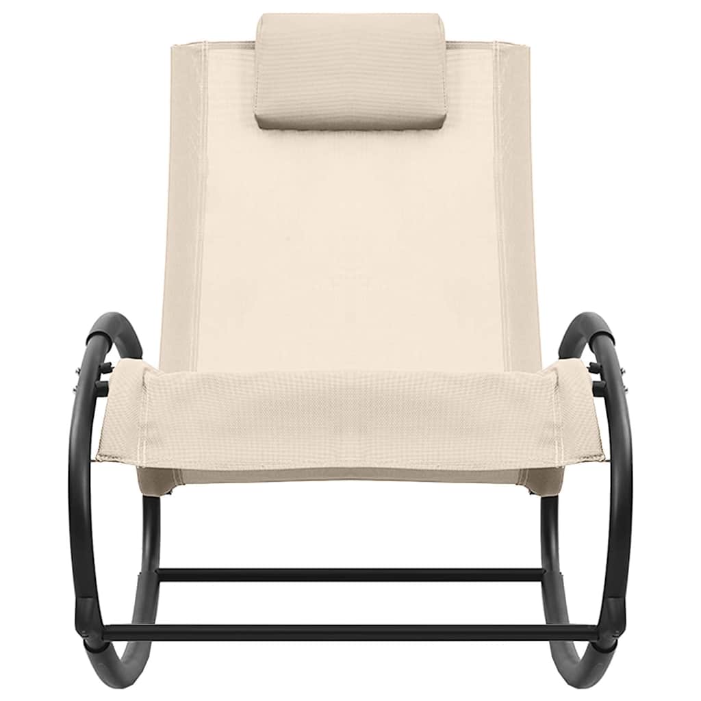 vidaXL Sun Lounger with Pillow Steel and Textilene Cream
