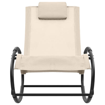 vidaXL Sun Lounger with Pillow Steel and Textilene Cream