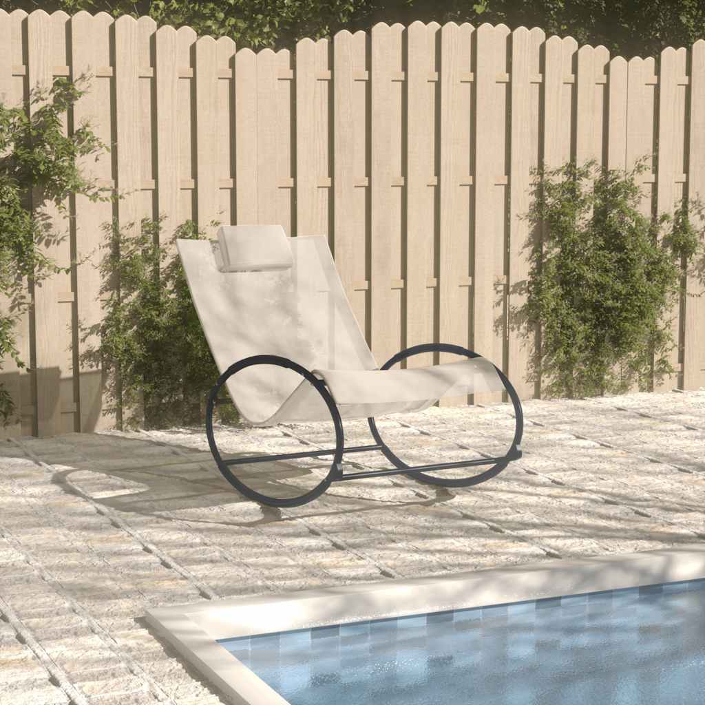 vidaXL Sun Lounger with Pillow Steel and Textilene Cream