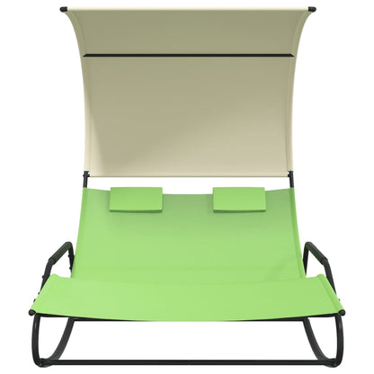 vidaXL Double Sun Lounger | Green and cream