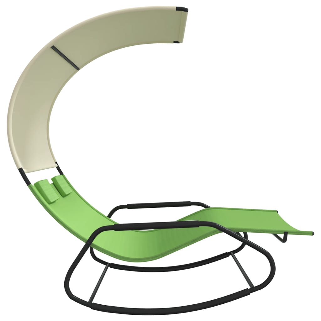 vidaXL Double Sun Lounger | Green and cream