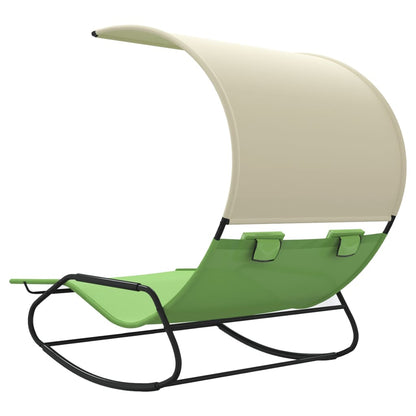vidaXL Double Sun Lounger | Green and cream