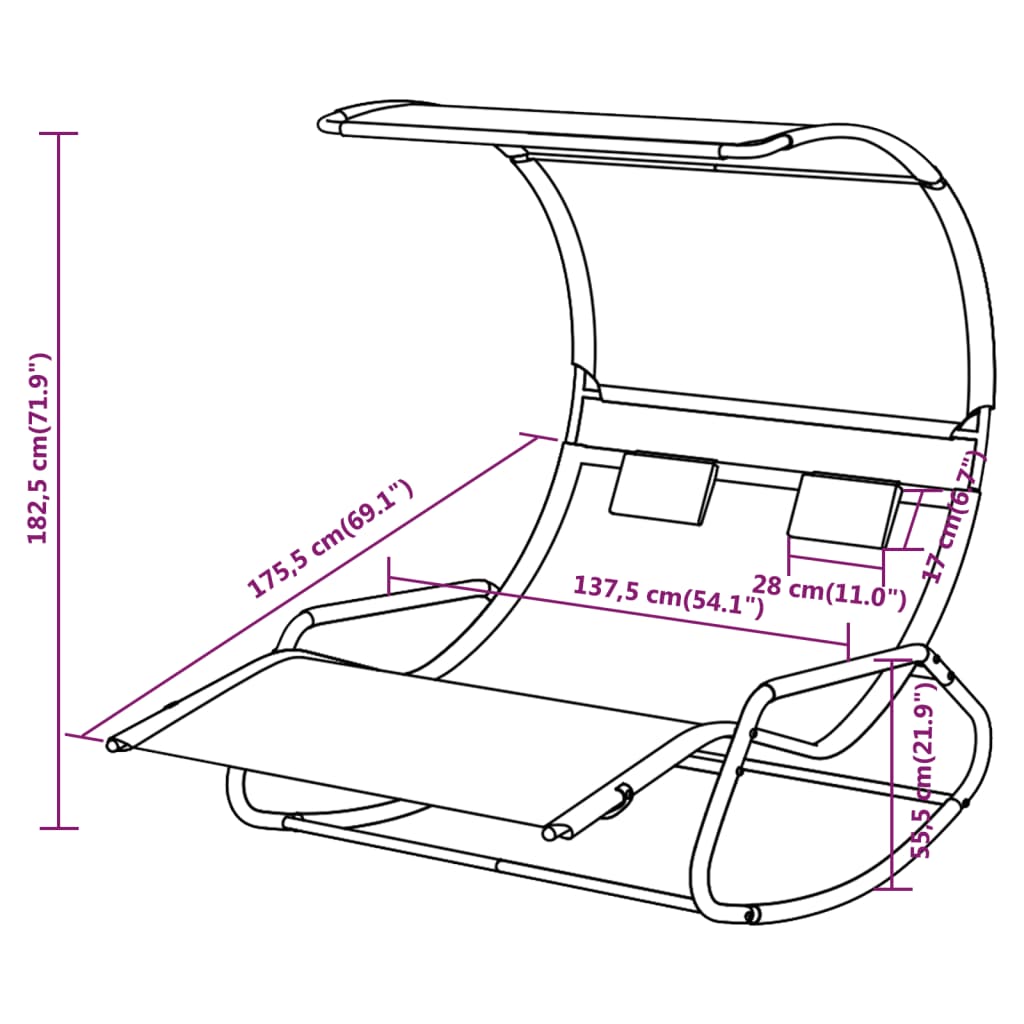 vidaXL Double Sun Lounger | Green and cream