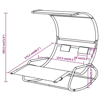 vidaXL Double Sun Lounger | Green and cream
