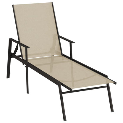 vidaXL Sun Lounger | Cream | Steel, Textilene | 191 x 61 x 97.5 cm