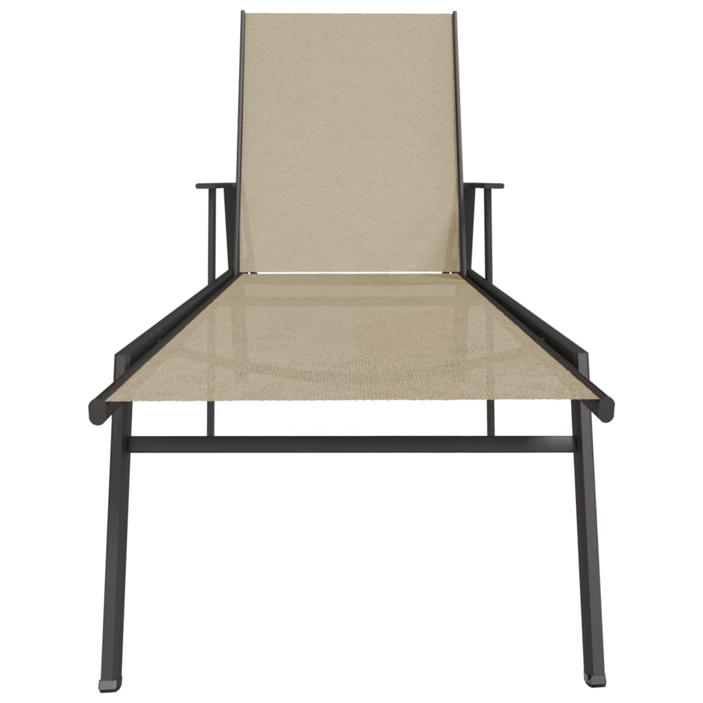 vidaXL Sun Lounger | Cream | Steel, Textilene | 191 x 61 x 97.5 cm