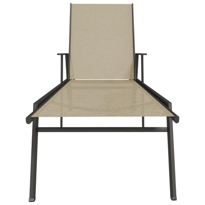vidaXL Sun Lounger | Cream | Steel, Textilene | 191 x 61 x 97.5 cm