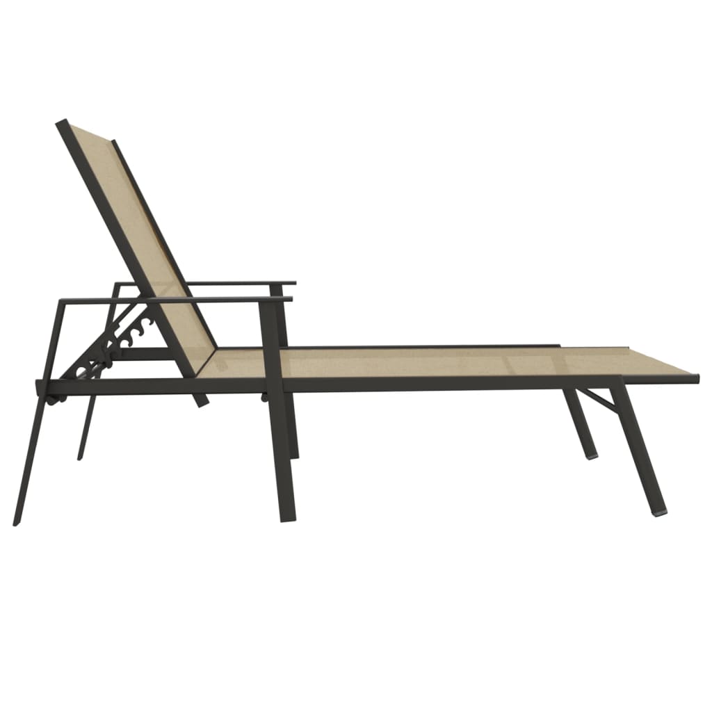 vidaXL Sun Lounger | Cream | Steel, Textilene | 191 x 61 x 97.5 cm