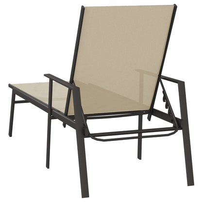 vidaXL Sun Lounger | Cream | Steel, Textilene | 191 x 61 x 97.5 cm