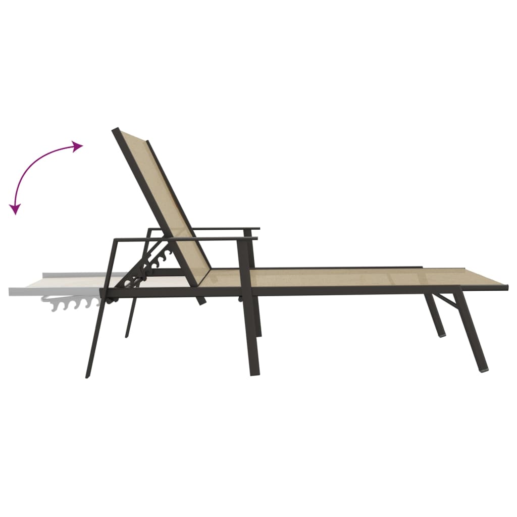 vidaXL Sun Lounger | Cream | Steel, Textilene | 191 x 61 x 97.5 cm